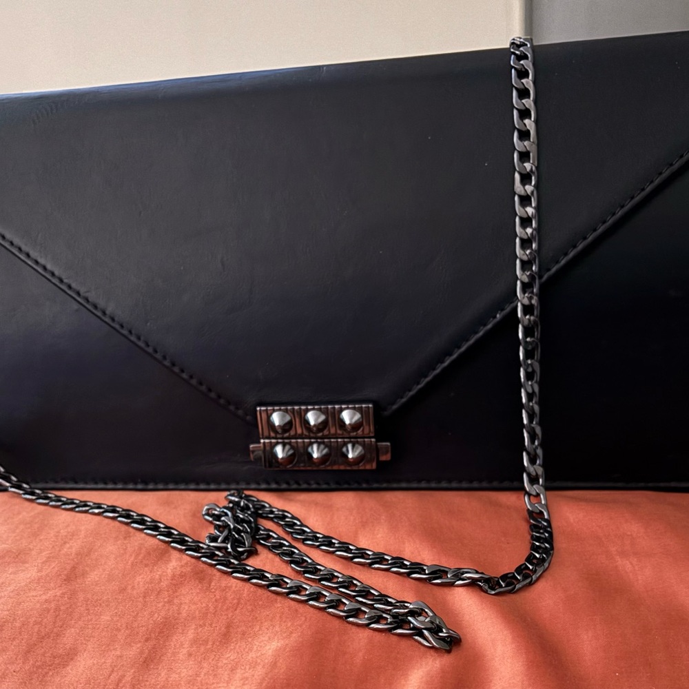 Christian Louboutin Black Leather Loubi54 Panettone Clutch Shoulder Bag